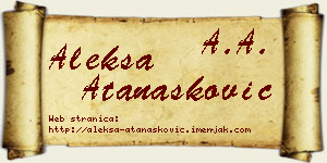 Aleksa Atanasković vizit kartica